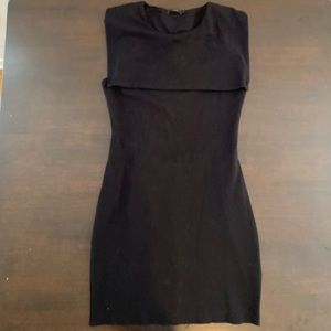 Cos black knit raw hem cutout back dress size S